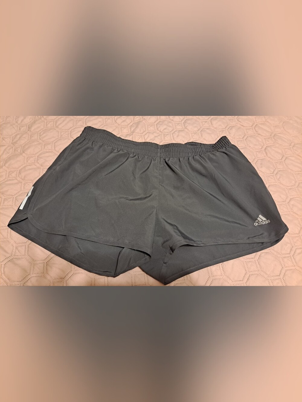 adidas Women's Gray Athletic Shorts with Logo Sz L 3 Running